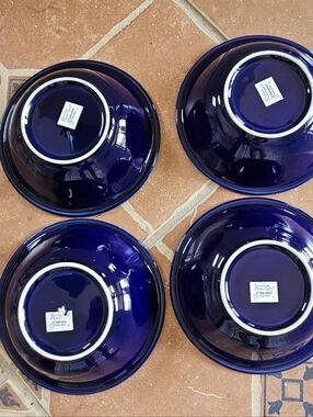 Deep Cobalt Blue Ceramic Bowls - Set of 4